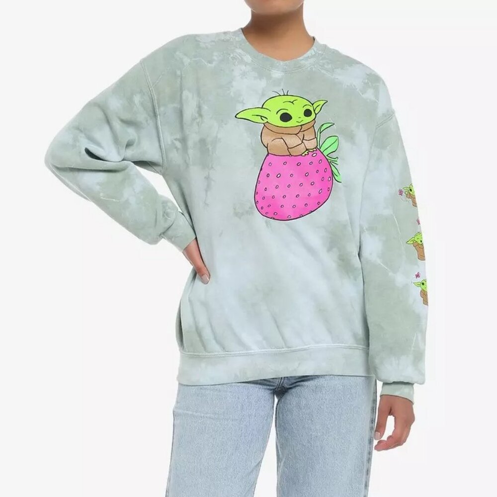 Star Wars Grogu Baby Yoda with Strawberry Tie-Dye Sweatshirt